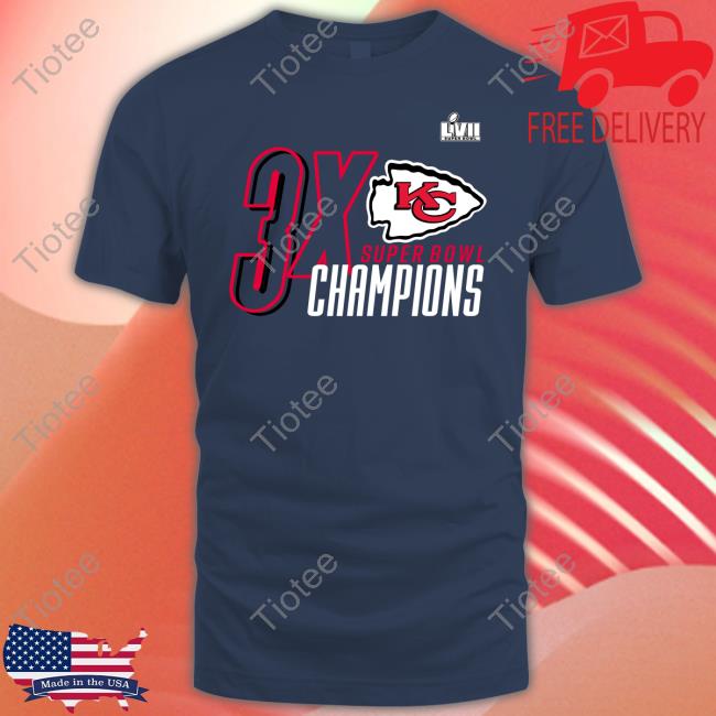 3X Super Bowl Champions Kansas City Chiefs Three Time World Champ Tee 3X Super Bowl Champions Kansas City Chiefs Three Time World Champ Tee