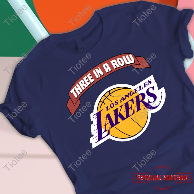 Three In A Row Los Angeles Lakers Tee Shirt Three In A Row Los Angeles Lakers Tee Shirt