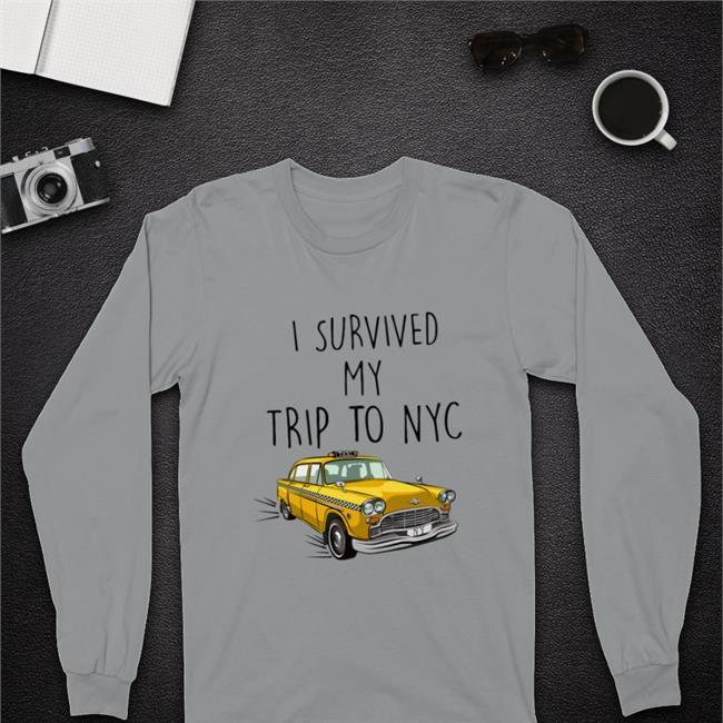 Iso Austin Pit I Survived My Trip To Nyc Yellow Car Taxi T Shirt White