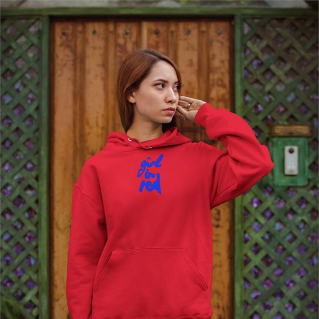 Girl In Red Merch Shiny Blue Thread Hooded Sweatshirt Hoodie