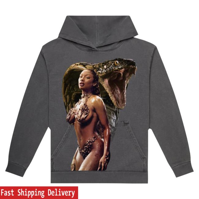 Official Megan Thee Stallion Merch Store Cobra Cover Pullover Hoodie Grey Megan Thee Stallion Clothing Shop MeganTheeStallion