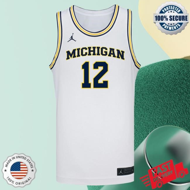 Michigan Wolverines #12 Syla Swords Student Athlete White Women's Basketball Jersey Tshirt | The M Den Official Merch Store Shop
