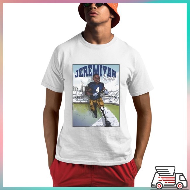 Riley Leonard Wearing Jeremiyah Love Cartoon Shirt