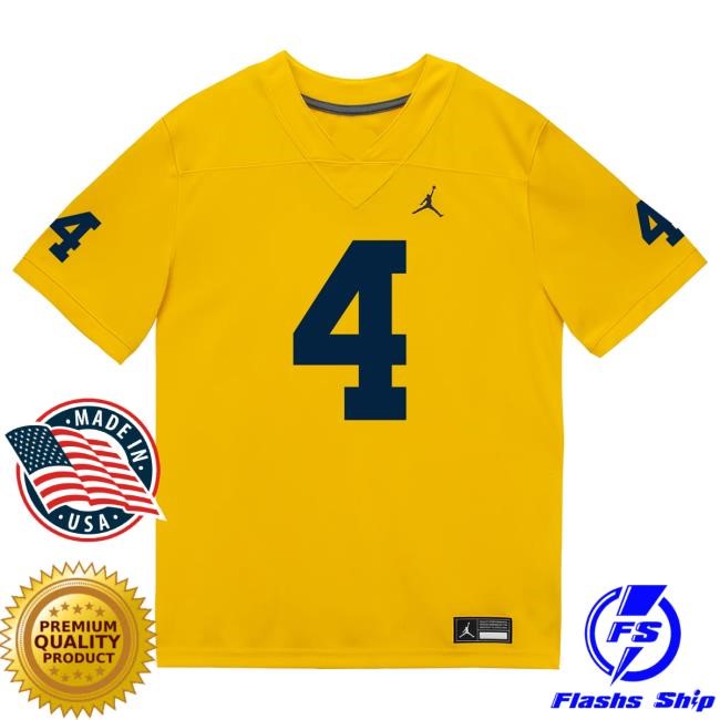 The M Den Michigan Wolverines #4 TJ Guy Student Athlete Maize Football Jersey Tee
