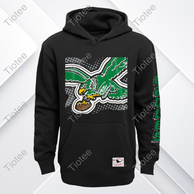 Official PhiladelphiaEagles Clothing Merch Store Shop Mitchell & Ness Black Philadelphia Eagles Big Face 7.0 Sweater