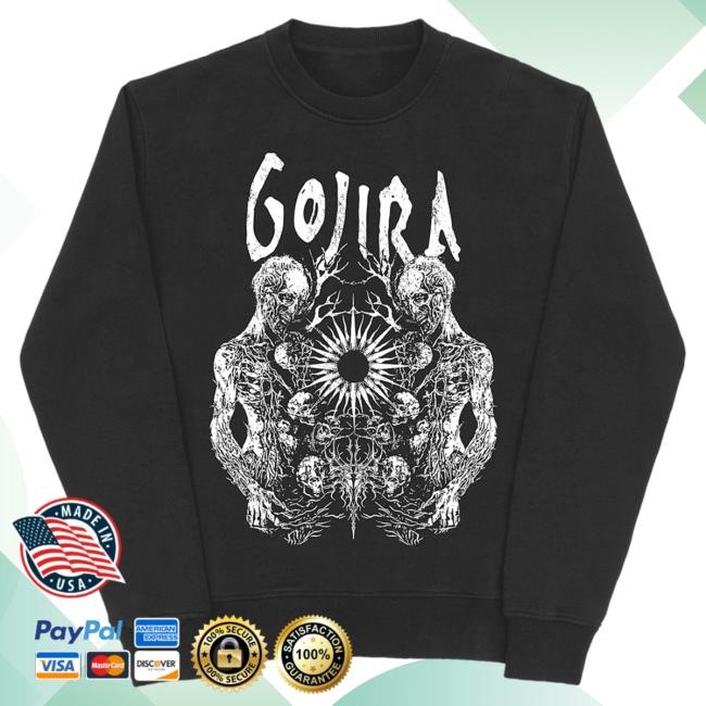 Official Gojira Merch Twin Skull Crewneck Sweatshirt Gojira Apparel Clothing