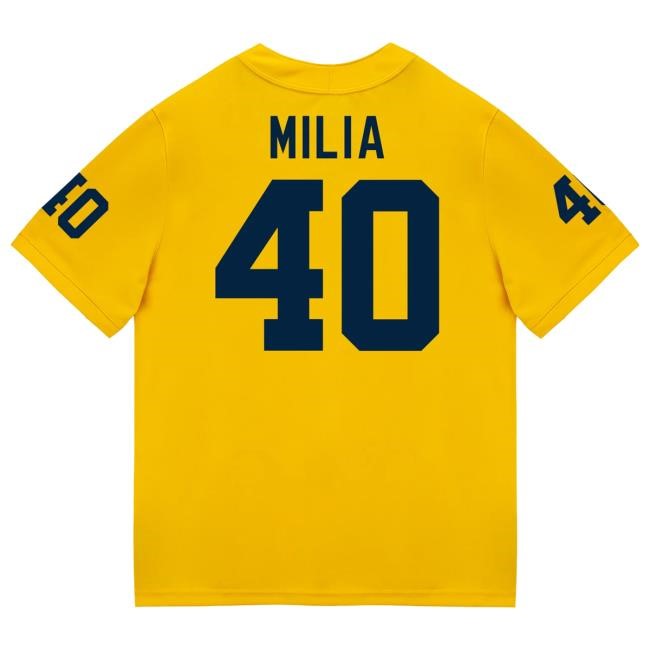 Michigan Wolverines #40 Rocco Milia Student Athlete Maize Football Jersey Tees The M Den Shop