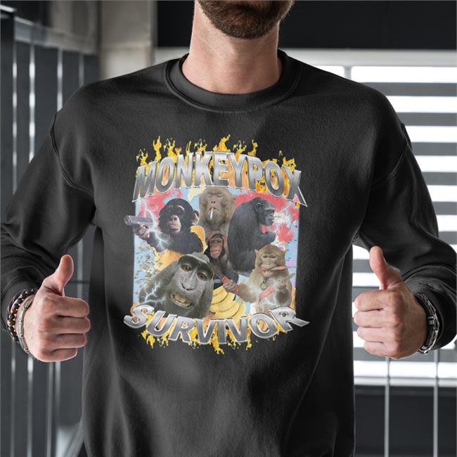 Crappy Worldwide Merch Monkeypox Survivor Sweatshirt Black