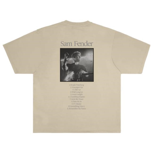 Official Sam Fender Merch Sam Fender Tracklist Natural Tshirt SamFender