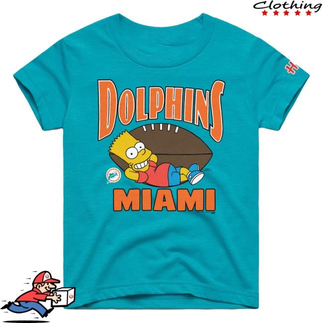 Official Miami Dolphins Homage x The Simpsons Youth Shirts - Aqua