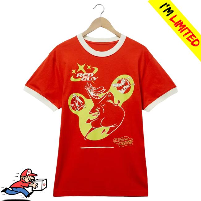 Official Box Lunch Merch Store BoxLunch x Cartoon Network Cow And Chicken Red Guy Tonal Portrait Ringer Tees Box lunch Clothing Shop