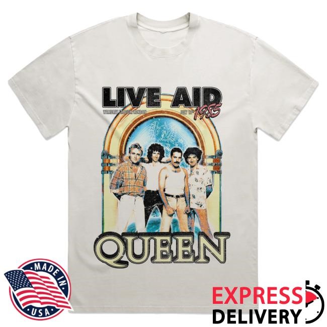 Queen at Live Aid Vintage White Hot Shirt Queen Merch Store Shop Official