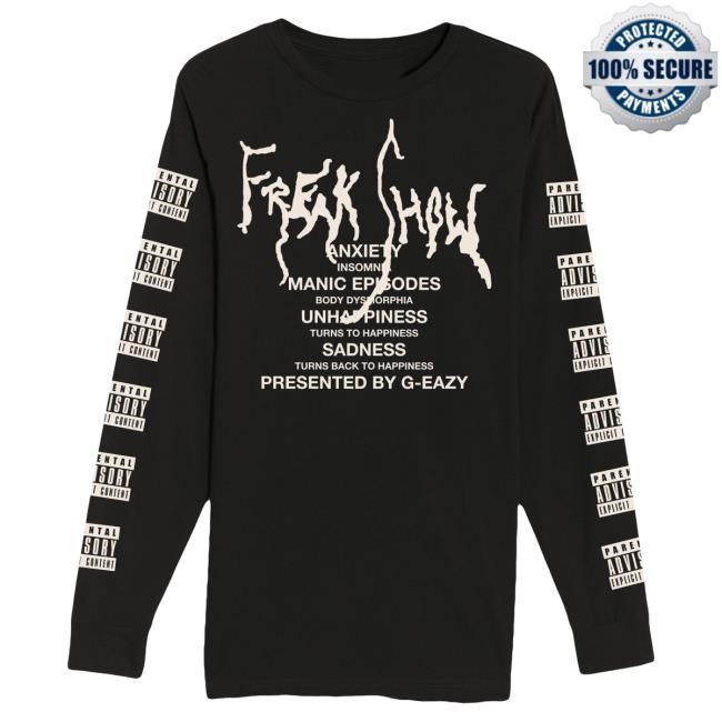 Official G-Eazy Freak Show Parental Advisory Black LS Tee GEazy