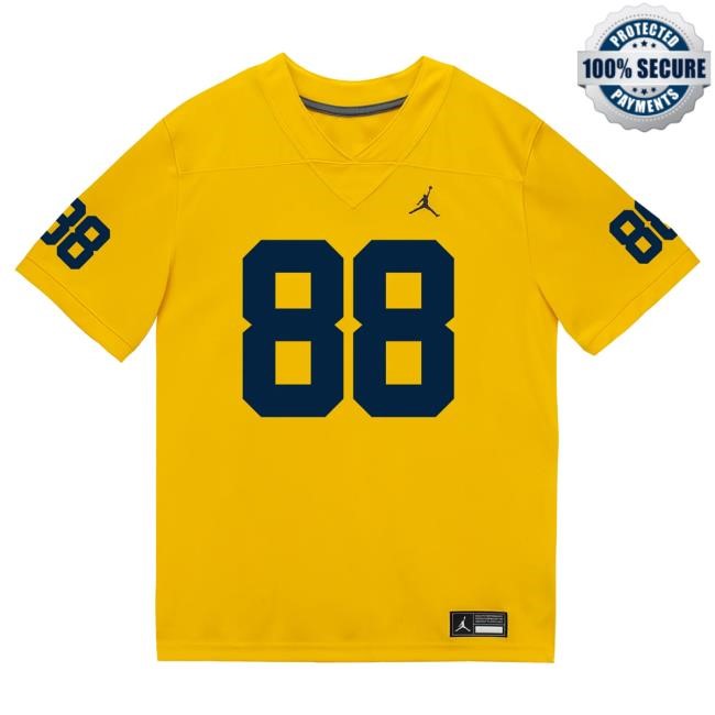 Michigan Wolverines #88 Lugard Edokpayi Student Athlete Maize Football Jersey Shirt The M Den Shop