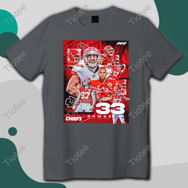 Travis Kelce Most By Tight End Chiefs 33 Games Tee Shirt