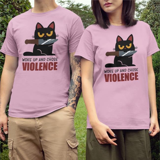 Qwertee Shop Knife Cat Tee Shirt Damglynn