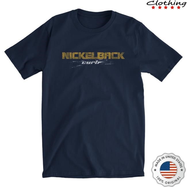 Official Nickelback Merch Nickelback Curb Logo Navy T-Shirt Nickelback Apparel