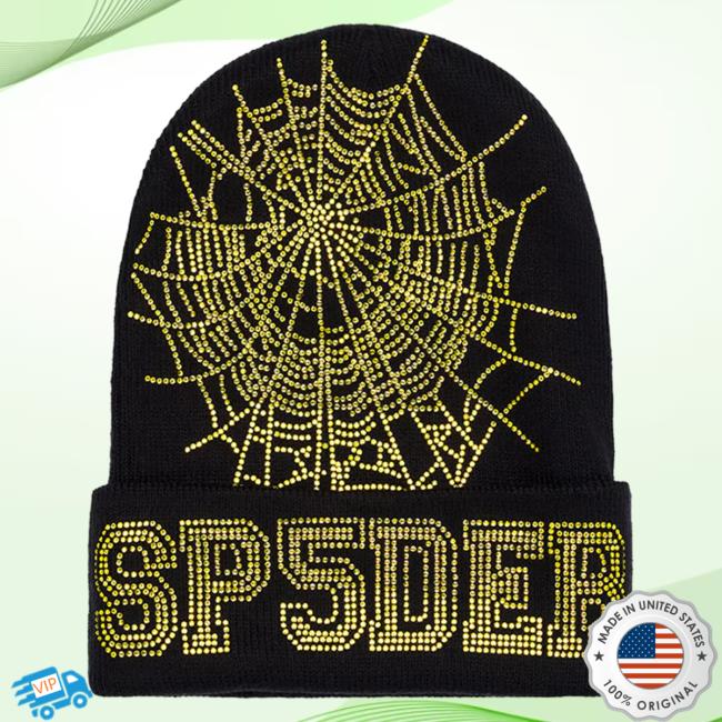 Official Sp5der Merch Store Shop King Spider Web Beanie Hat Black/Yellow KingSpider