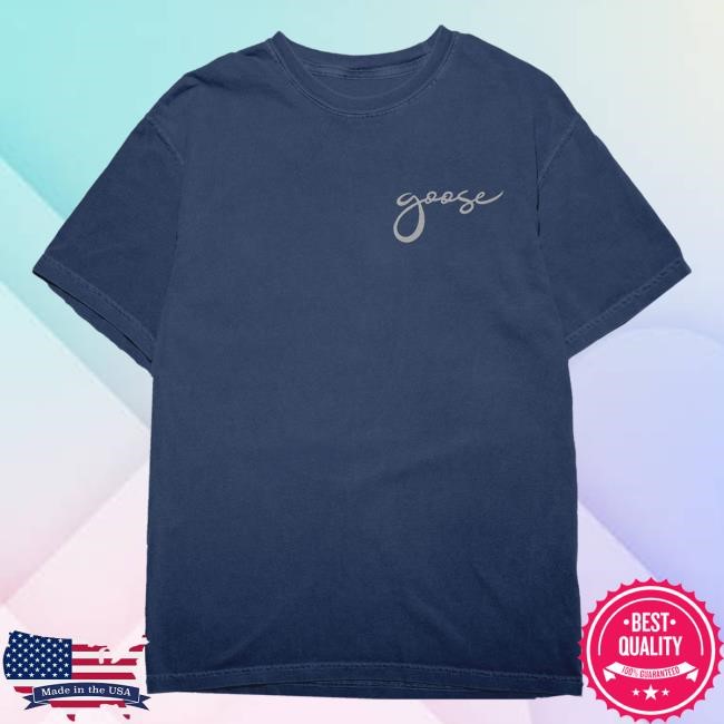 Official Goose The Band Merch Embroidered Script Logo Shirt