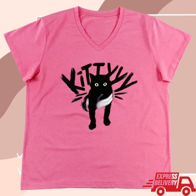CaseOh Game Kitty Women's V-Neck Dark Pink Every Day Gear