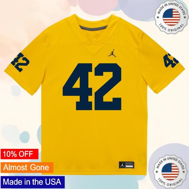Michigan Wolverines #42 Jalen Hoffman Student Athlete Maize Football Jersey Tee The M Den Shop