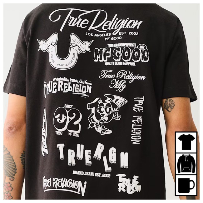Truereligion Puff Logo Short Sleeve Tee Shirt