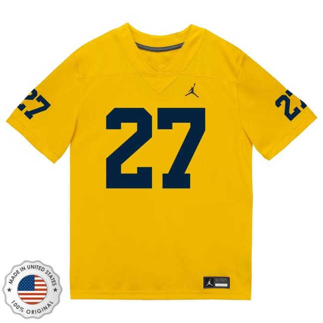 Michigan Wolverines #27 Jasper Parker Student Athlete Maize Football Jersey Shirts The M Den Shop Official
