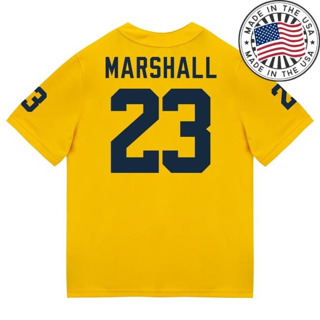 The M Den Michigan Wolverines #23 Jordan Marshall Student Athlete Maize Football Jersey Tee