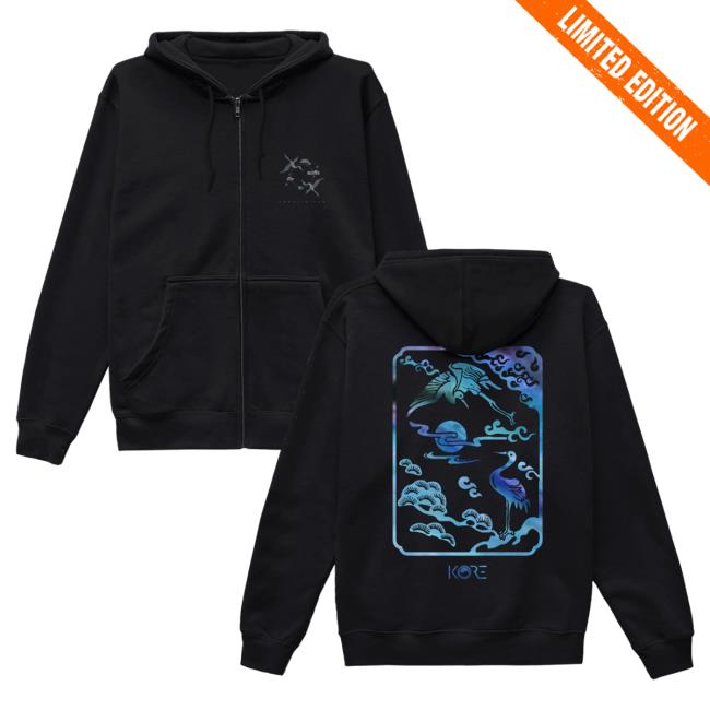 Official Kore Limited Merch Store KoreLimited Crane Of Pearl Zip Up Crew neck Sweatshirt (Black) Kore Limited Apparel Clothing Shop