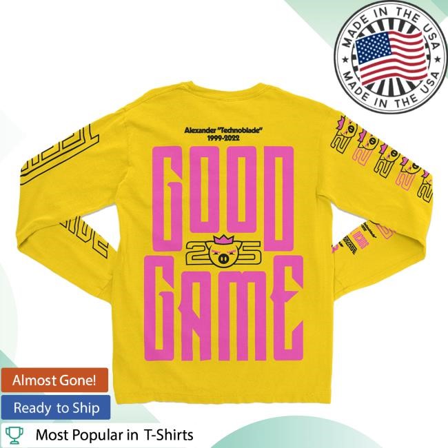 Technoblade Official Merch Store Good Game 25 Redux Yellow Mens Long Sleeve Tees