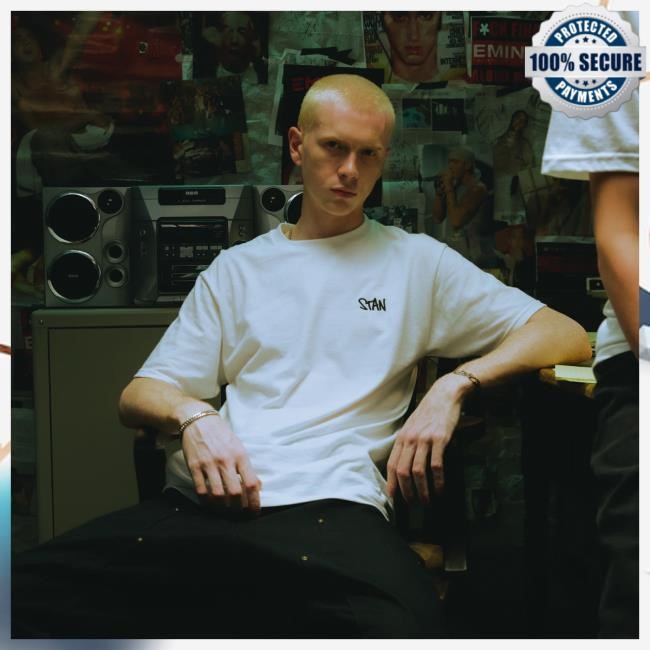 Official Eminem Store Stan Embroidered White Shirts Slim Shady