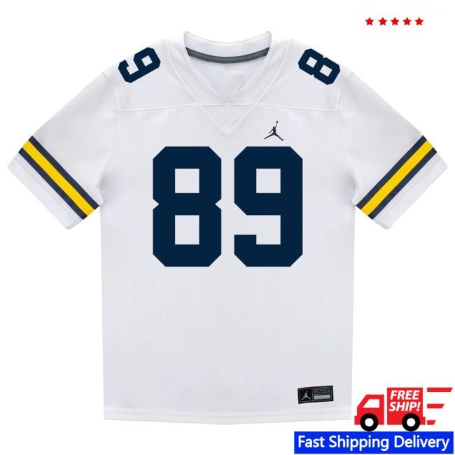 The M Den Michigan Wolverines #89 Kaleb Schlecht Student Athlete White Football Jersey Tee