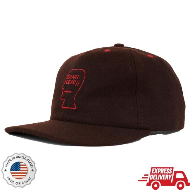 Official Brain Dead Merch Shop Brain Dead Flannel Classic Logohead 6 Panel Hat - Brown