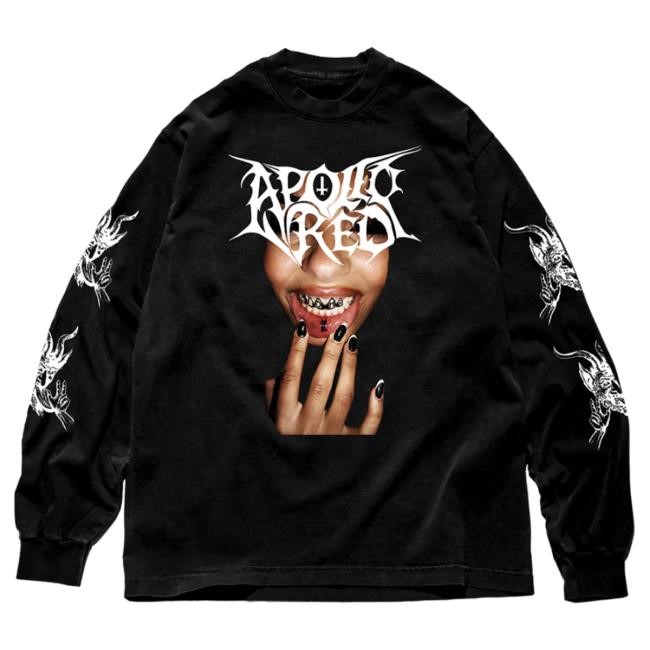 Official Playboi Carti Merch Store Apollo Red APR Lip Tat Girl Long Sleeve T-Shirt
