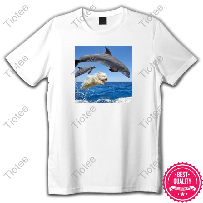 Official Sebastian Vettel Bask In The Sun Merch Dog Riding The Waves With The Dolphins Tee Shirt