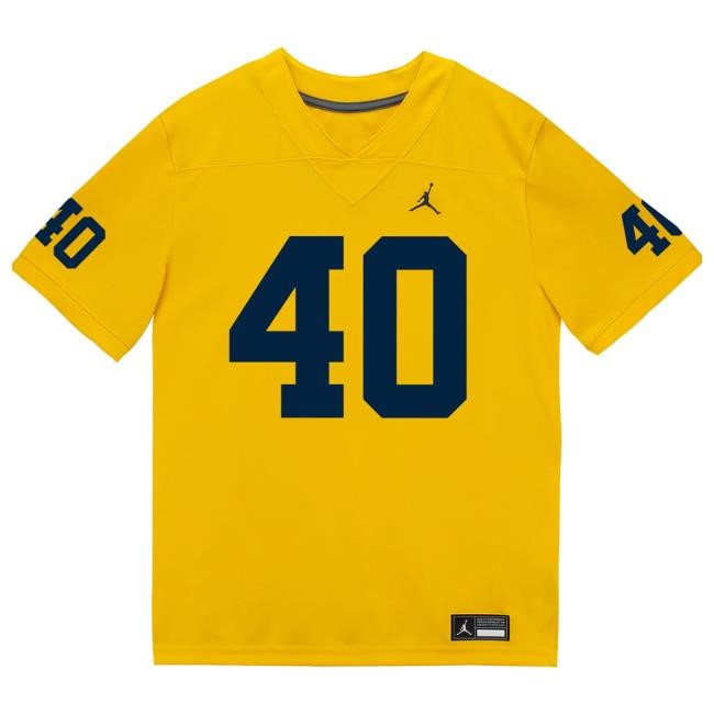 Michigan Wolverines #40 Rocco Milia Student Athlete Maize Football Jersey T Shirt The M Den Shop Official