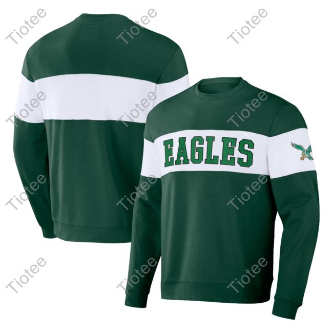 Official PhiladelphiaEagles Clothing Merch Store Shop Darius Rucker Collection by Fanatics Kelly Green Philadelphia Eagles Team Color & White Crew neck Sweatshirt