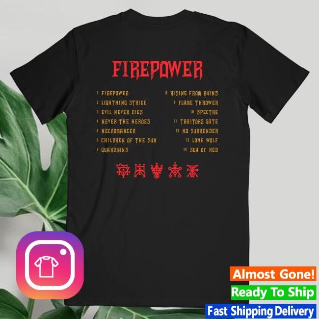 Official Judas Priest Firepower Tracklist Tee