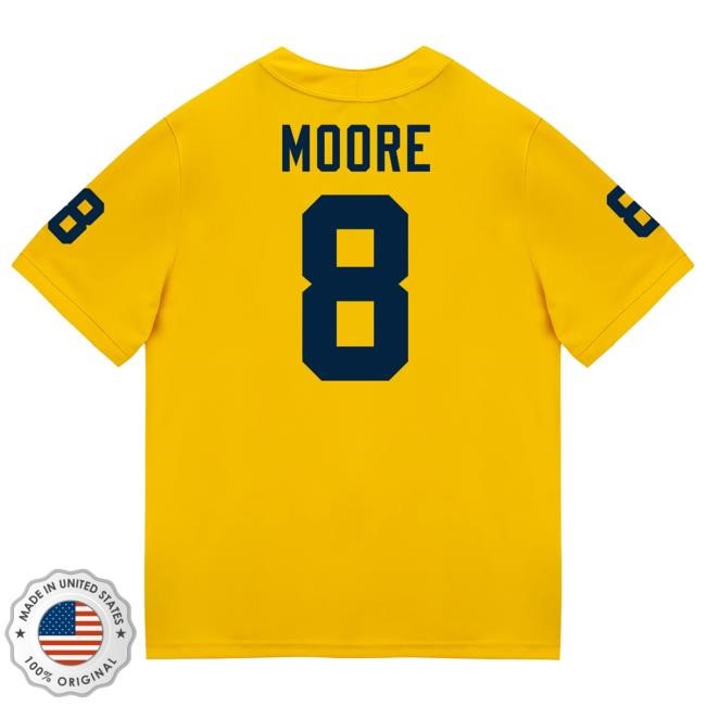 The M Den Michigan Wolverines #8 Derrick Moore Student Athlete Maize Football Jersey Top Shirt