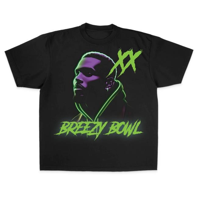 Official Chris Brown Breezy Bowl Xx Neon Lights S/S New Shirt Forest Green