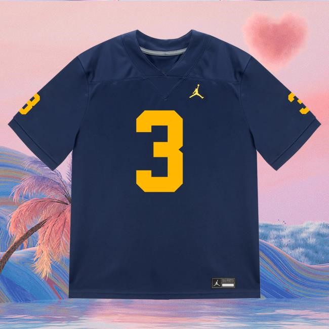 The M Den Michigan Wolverines #3 Fredrick Moore Student Athlete Blue Football Jersey Tees