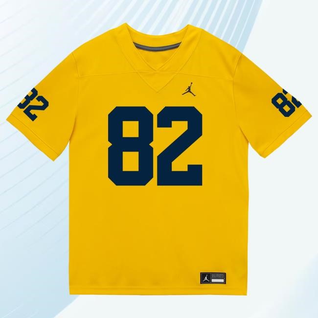 Michigan Wolverines #82 CJ Charlston Student Athlete Maize Football Jersey Tees The M Den Shop