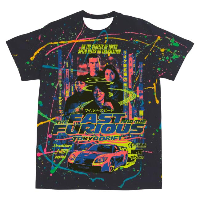 Official Studiohouse Designs Merch Store Ff Tokyo Drift Tiedye Attractive Shirt Tokyo Nights (Neon Splatter) Studiohouse Designs Apparel Clothing Shop StudiohouseDesigns