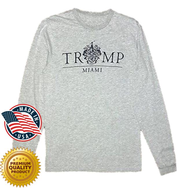 Trump Miami Hotel Men’s - Trump Graphic Logo Grey Long Sleeve T Shirt for Men & Women