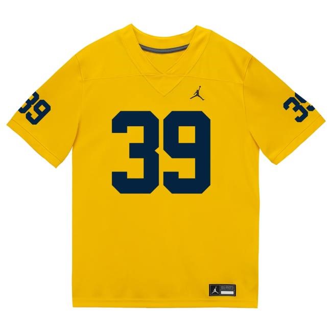 The M Den Michigan Wolverines #39 Joe Taylor Student Athlete Maize Football Jersey New Shirt