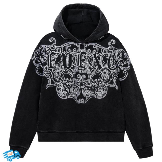 Official 999 Club Juice Wrld Merch Store Revenge Crest Sweatshirt Distressed Black 999Club Clothing JuiceWrld