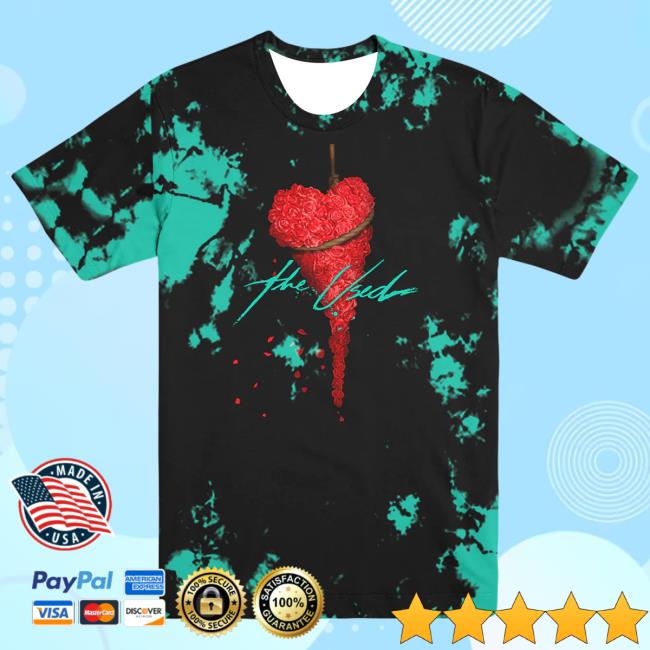 The Used Band Merch Shop Rose Heart Dye Tee - Black/Turquoise