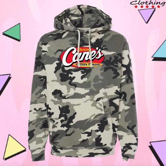Official Canes Merch Store Raising Cane's Gear Comfy Camo Crew neck Snow Camo Canes Apparel Clothing Shop