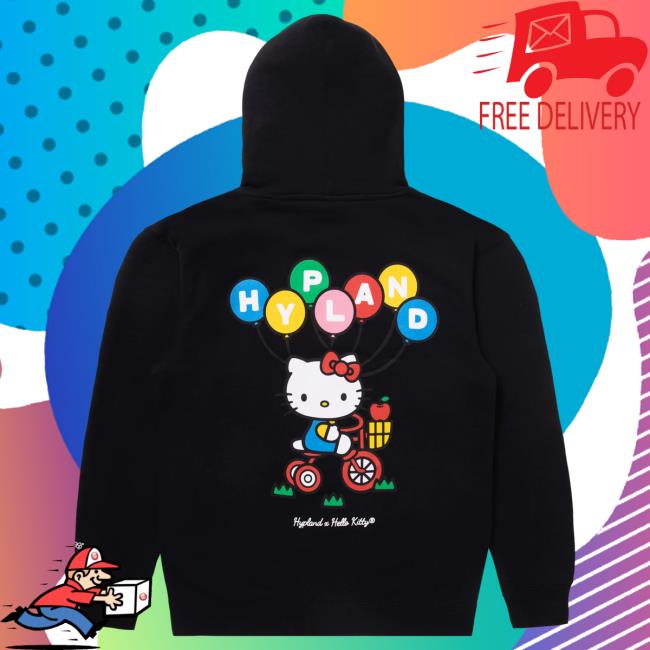 Official Hypland Clothing Merch Store Hypland Hello Kitty Balloons Popover Hoodie (Black)