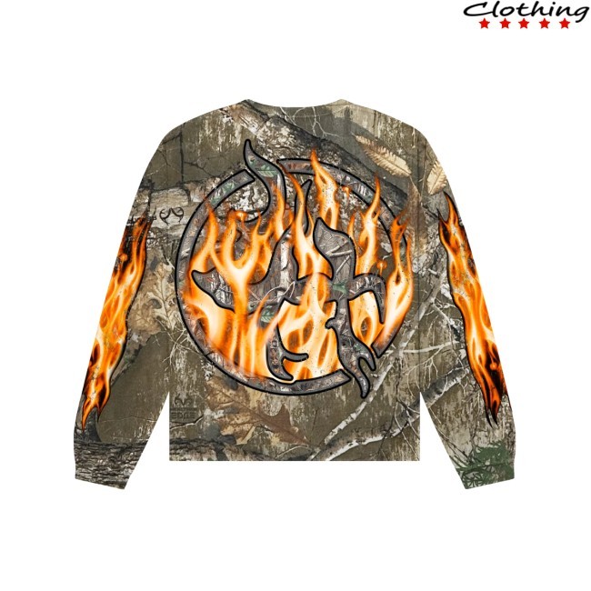 Up In Flames Tree Camo LS Tee Lost Hills Merch Shop